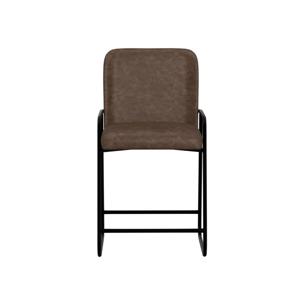 Suze Counter Height Chair, Black Iron, Hickory Brown Performance Fabric