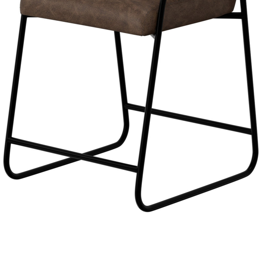 Suze Counter Height Chair, Black Iron, Hickory Brown Performance Fabric