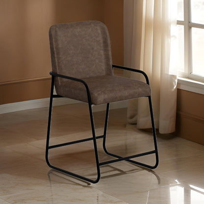 Suze Counter Height Chair, Black Iron, Hickory Brown Performance Fabric