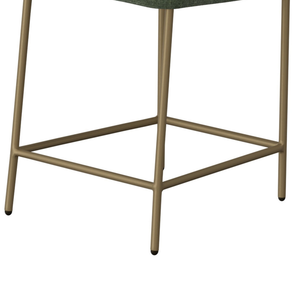 Iffa Counter Height Chair, Open Back, Gold Iron, Olive Green Polyester