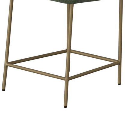 Iffa Counter Height Chair, Open Back, Gold Iron, Olive Green Polyester