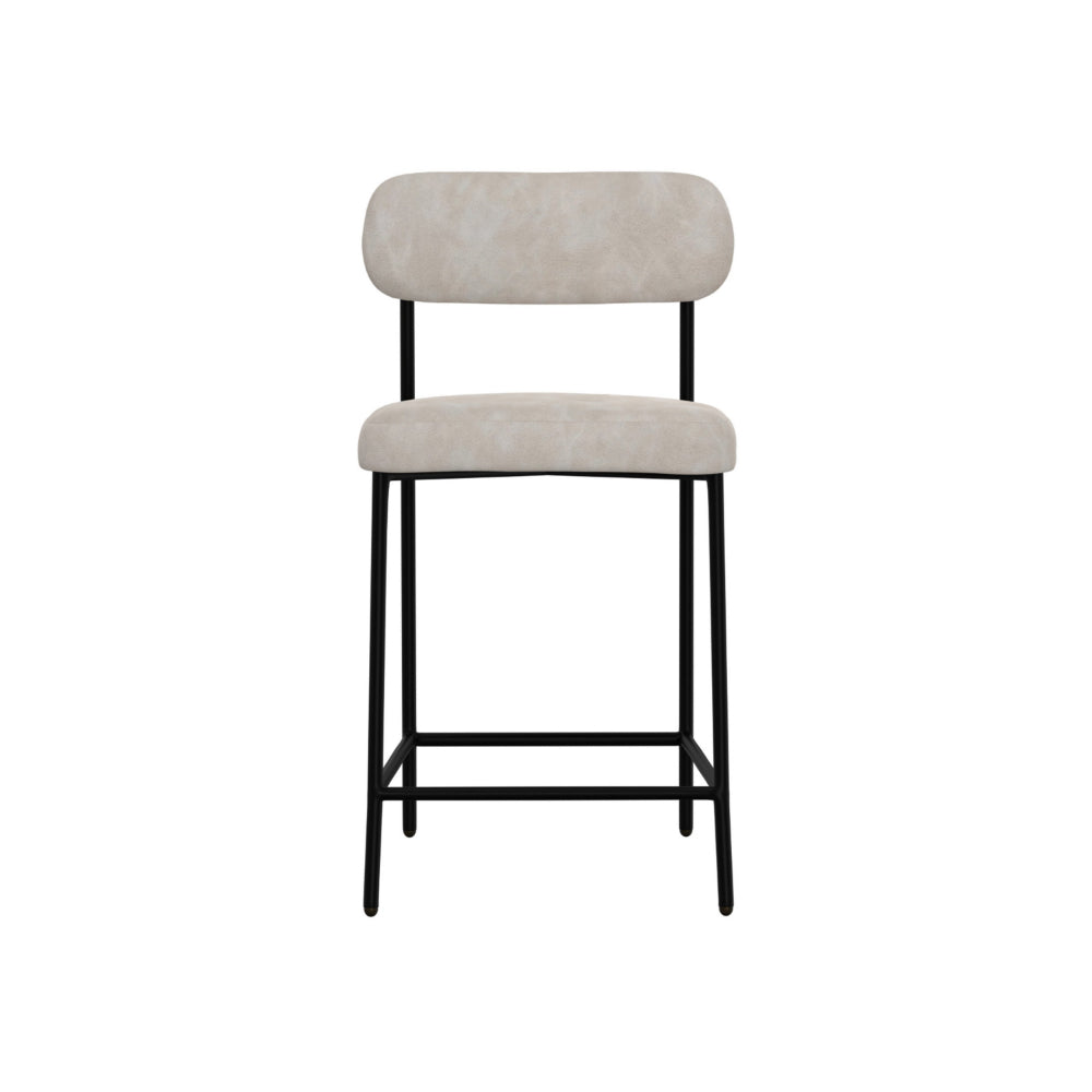 Iffa Counter Height Chair, Open Black Iron, Snow Gray Performance Fabric