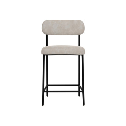 Iffa Counter Height Chair, Open Black Iron, Snow Gray Performance Fabric