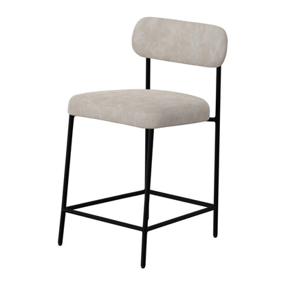 Iffa Counter Height Chair, Open Black Iron, Snow Gray Performance Fabric