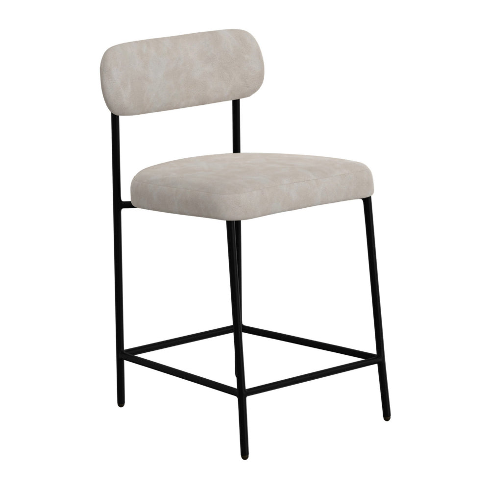 Iffa Counter Height Chair, Open Black Iron, Snow Gray Performance Fabric