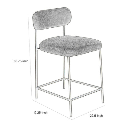 Iffa Counter Height Chair, Open Black Iron, Snow Gray Performance Fabric