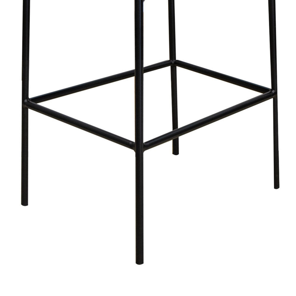 Iffa Counter Height Chair, Open Back, Black Iron Frame, Black Polyester