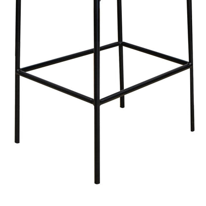 Iffa Counter Height Chair, Open Back, Black Iron Frame, Black Polyester