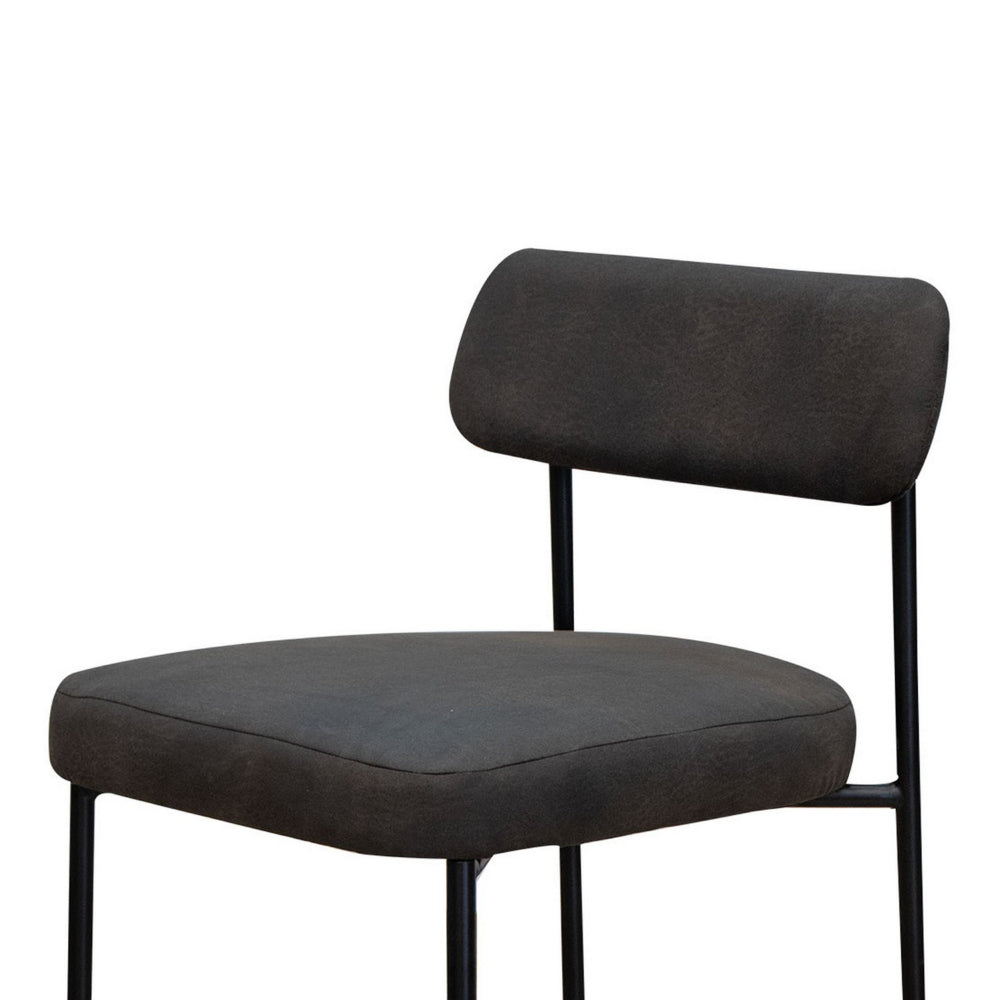 Iffa Counter Height Chair, Open Back, Black Iron Frame, Black Polyester