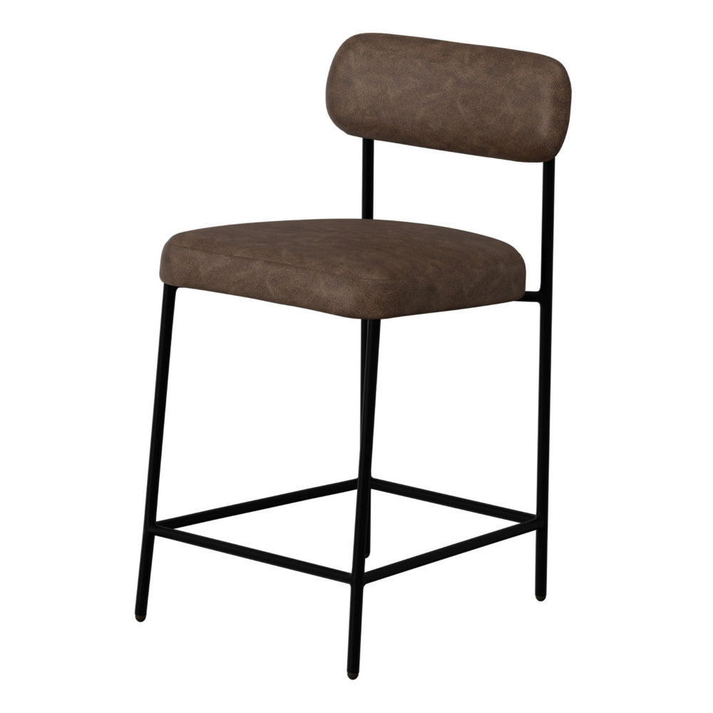 Iffa Counter Height Chair, Black Iron, Hickory Brown Performance Fabric