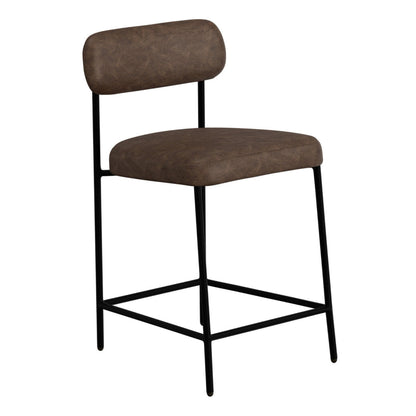 Iffa Counter Height Chair, Black Iron, Hickory Brown Performance Fabric