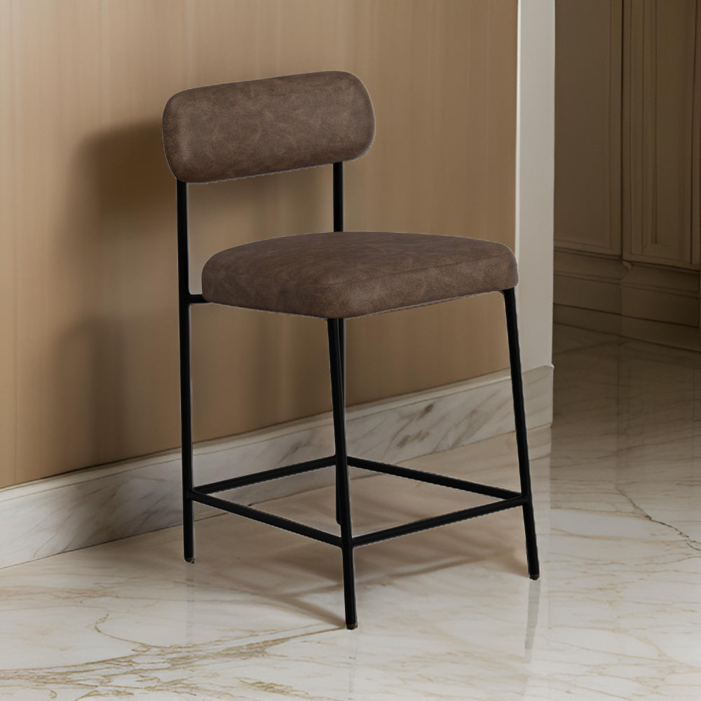 Iffa Counter Height Chair, Black Iron, Hickory Brown Performance Fabric