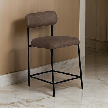 Iffa Counter Height Chair, Black Iron, Hickory Brown Performance Fabric