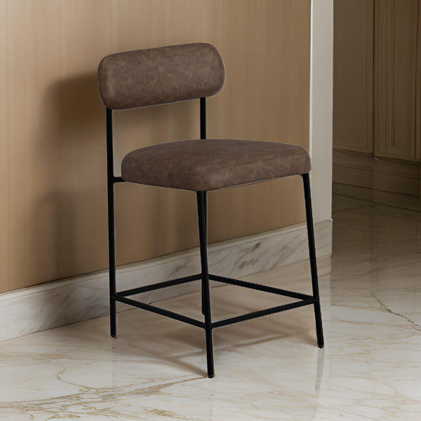 Iffa Counter Height Chair, Black Iron, Hickory Brown Performance Fabric