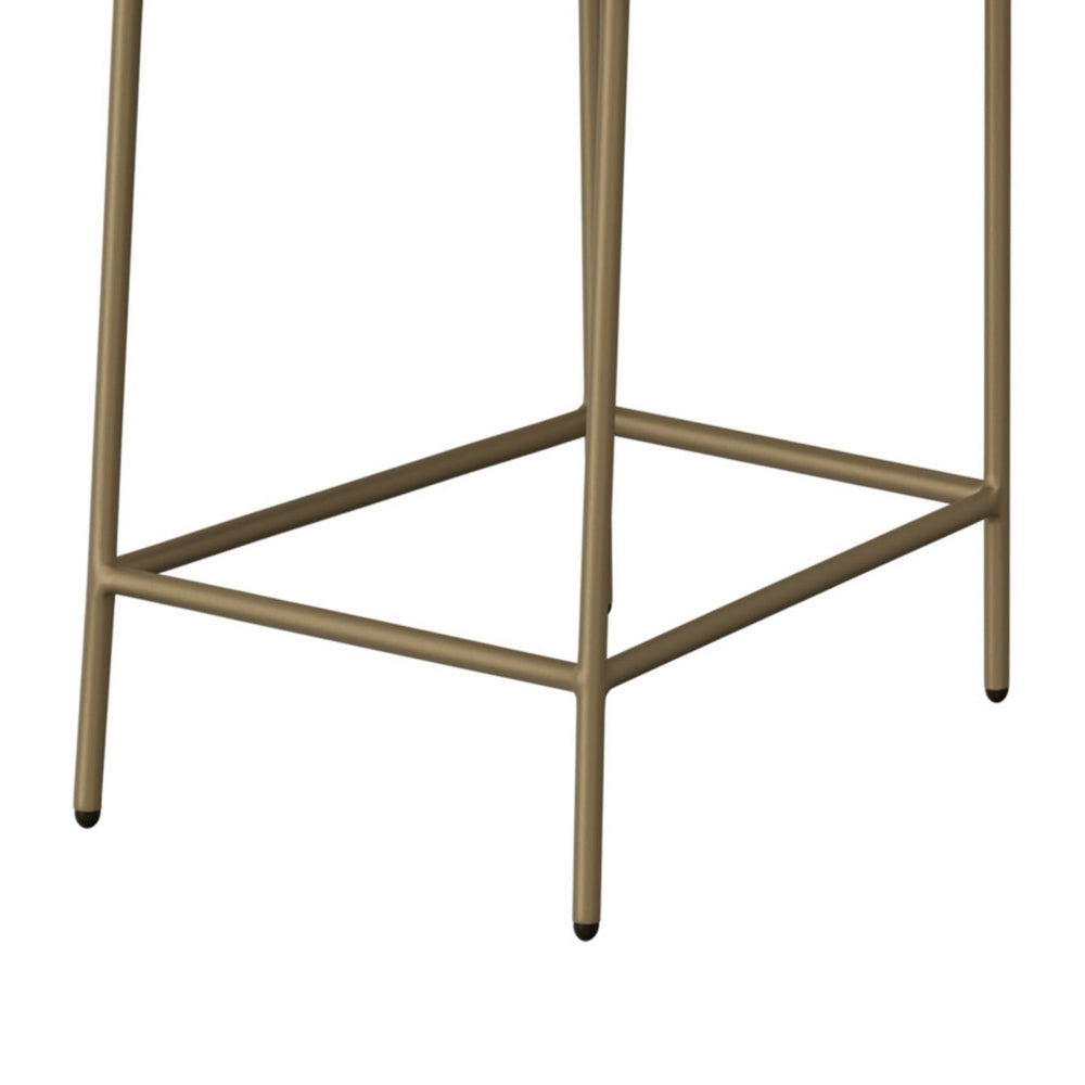 Iffa Barstool Chair, Open Back, Black Iron Gold, Olive Green Polyester