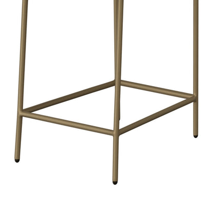 Iffa Barstool Chair, Open Back, Black Iron Gold, Olive Green Polyester