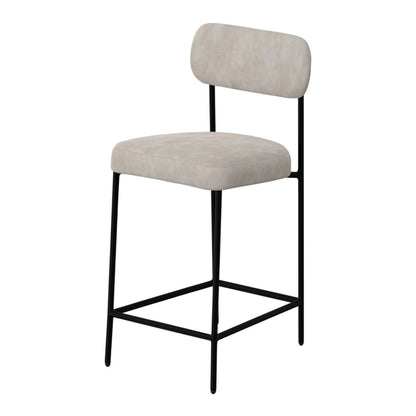 Iffa Barstool Chair, Open Black Iron Frame, Snow Gray Performance Fabric