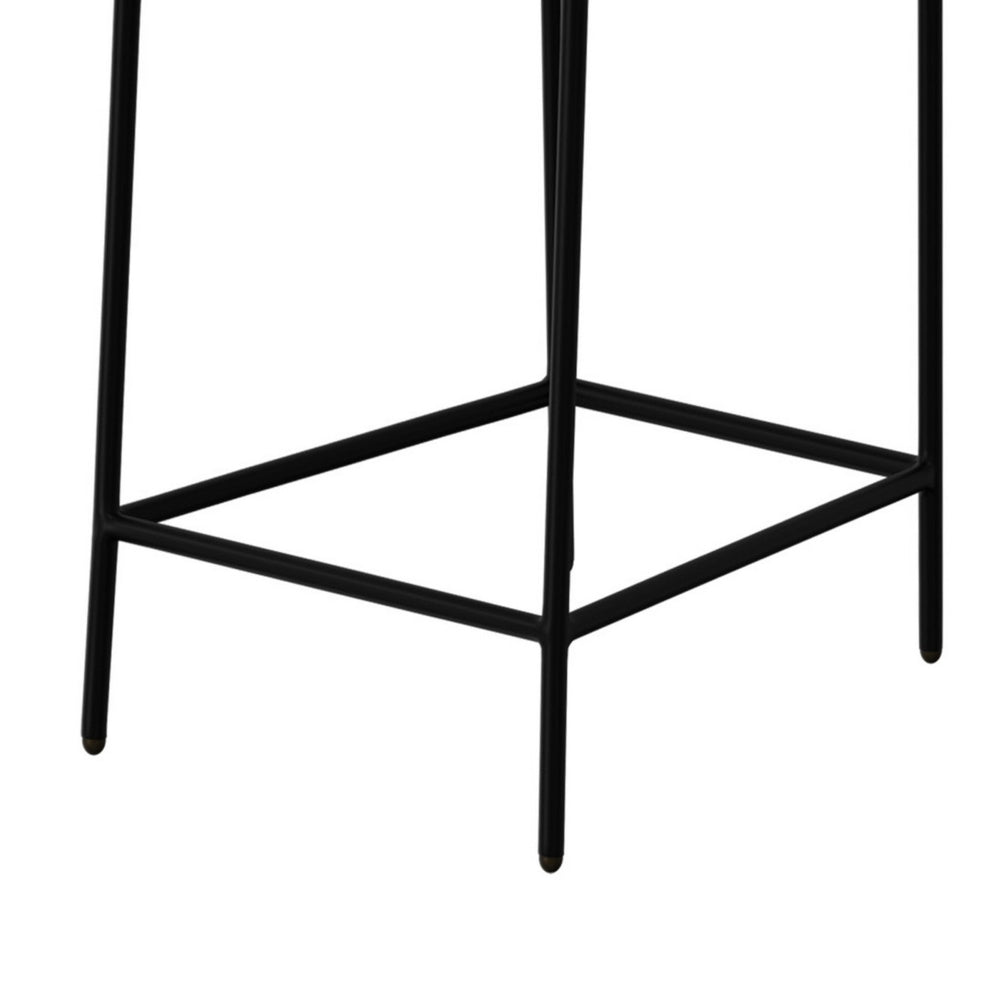 Iffa Barstool Chair, Open Black Iron Frame, Snow Gray Performance Fabric