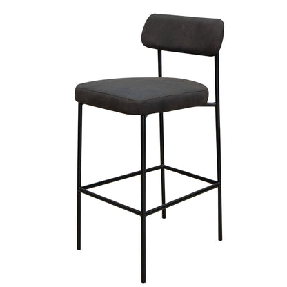 Iffa Barstool Chair, Open Back, Black Iron and Rich Anti Stain Polyester