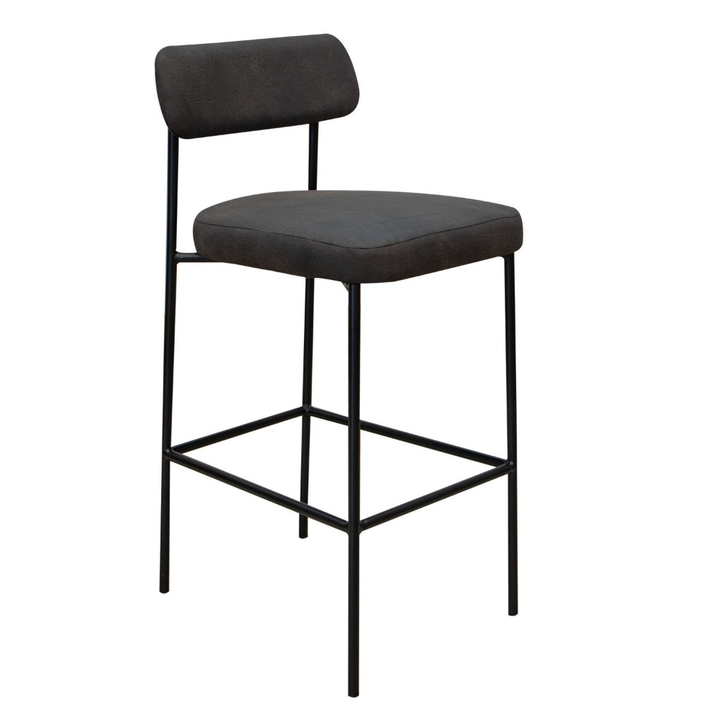 Iffa Barstool Chair, Open Back, Black Iron and Rich Anti Stain Polyester