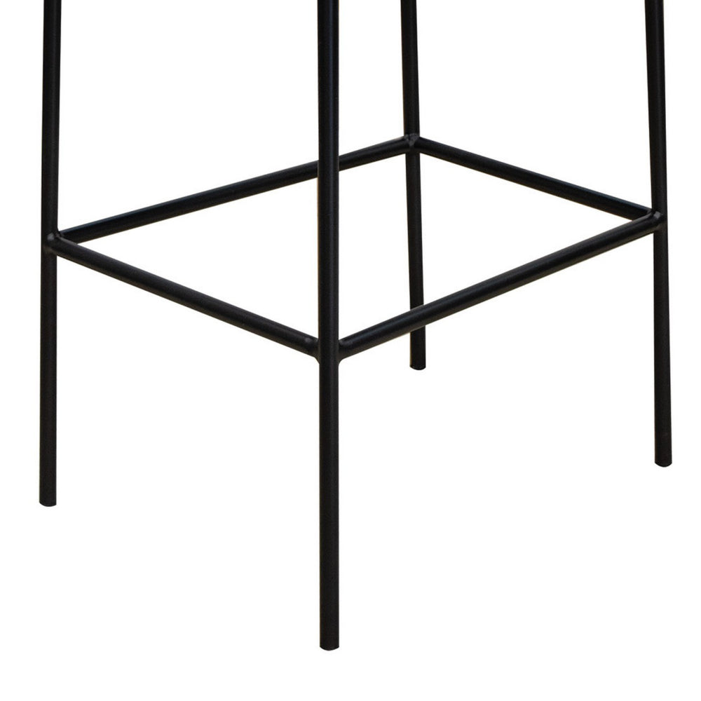 Iffa Barstool Chair, Open Back, Black Iron and Rich Anti Stain Polyester