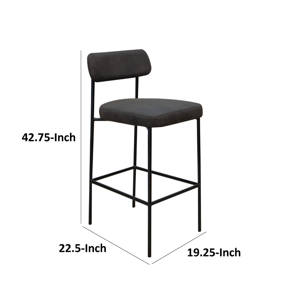 Iffa Barstool Chair, Open Back, Black Iron and Rich Anti Stain Polyester