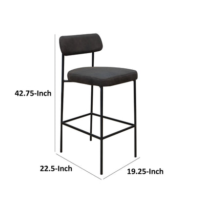 Iffa Barstool Chair, Open Back, Black Iron and Rich Anti Stain Polyester