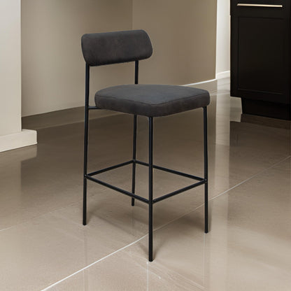 Iffa Barstool Chair, Open Back, Black Iron and Rich Anti Stain Polyester