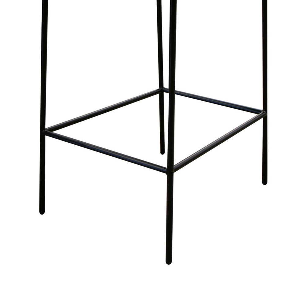 Iffa Barstool Chair, Black Iron Frame, Hickory Brown Performance Fabric