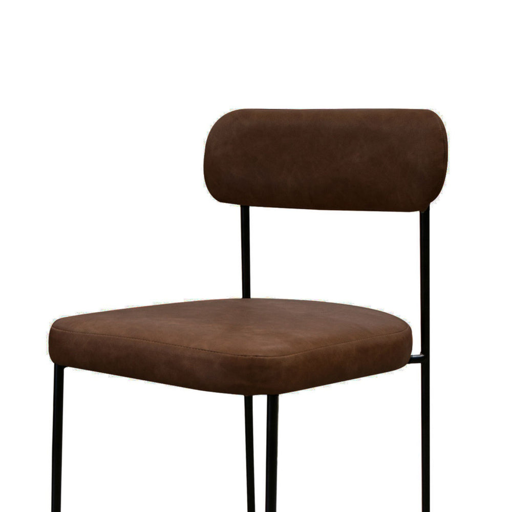 Iffa Barstool Chair, Black Iron Frame, Hickory Brown Performance Fabric