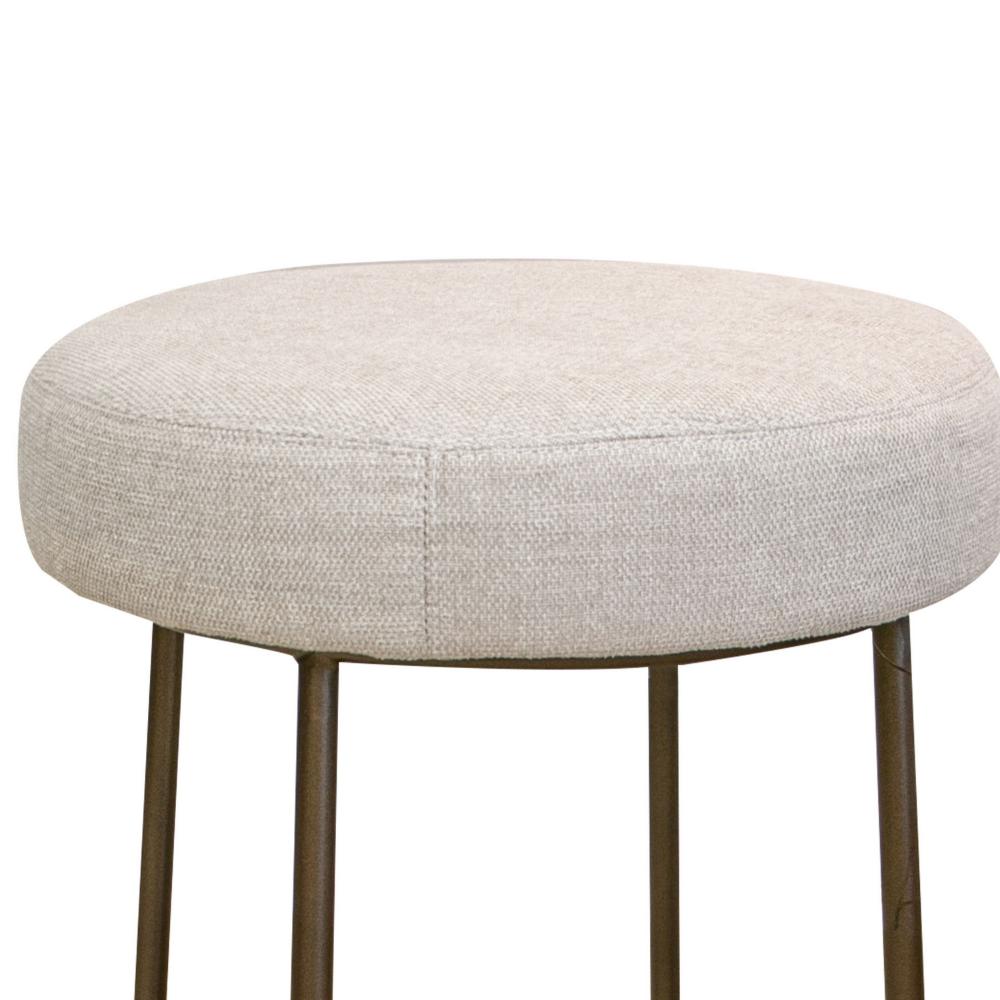Tomy Counter Height Stool, Blacksmith Gold Metal Frame, Beige Polyester