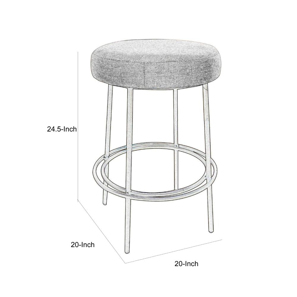 Tomy Counter Height Stool, Blacksmith Gold Metal Frame, Beige Polyester