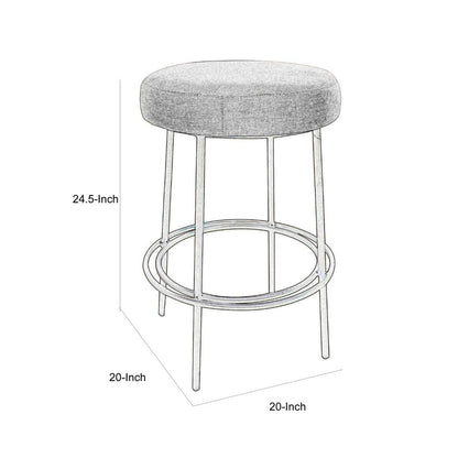 Tomy Counter Height Stool, Blacksmith Gold Metal Frame, Beige Polyester