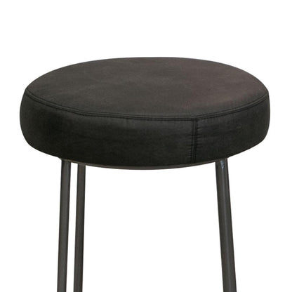Tomy Counter Height Stool, Blacksmith Metal Frame, Rich Black Polyester