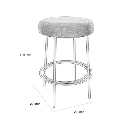 Tomy Barstool, Round Seat, Blacksmith Gold Metal Frame, Beige Polyester