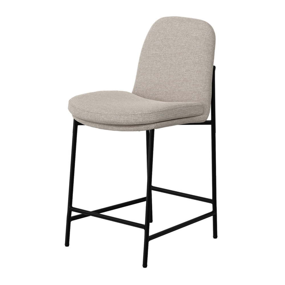 Reeve Counter Height Chair, Black Iron, Water-Resistant Beige Polyester