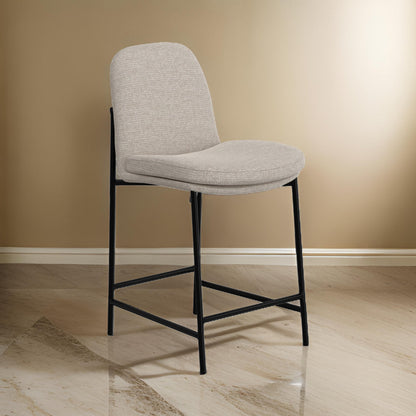 Reeve Counter Height Chair, Black Iron, Water-Resistant Beige Polyester