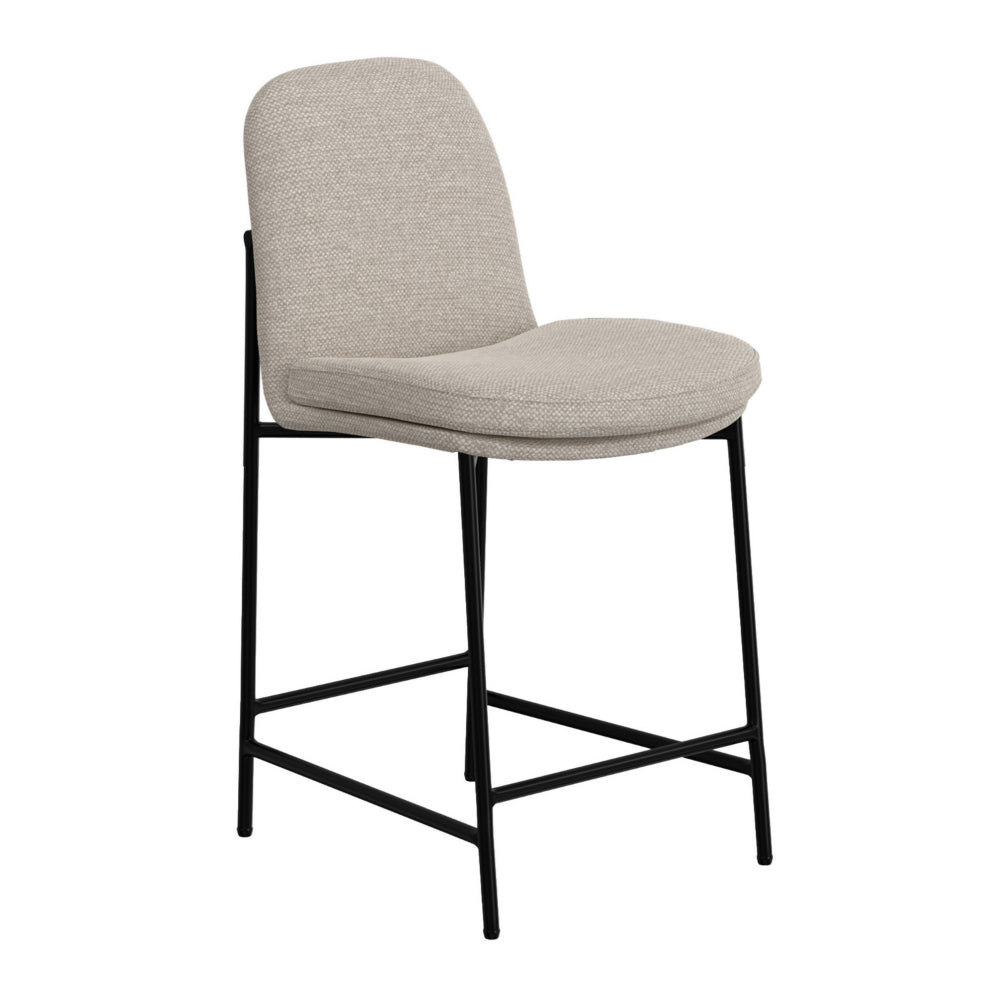 Reeve Counter Height Chair, Black Iron, Water-Resistant Beige Polyester