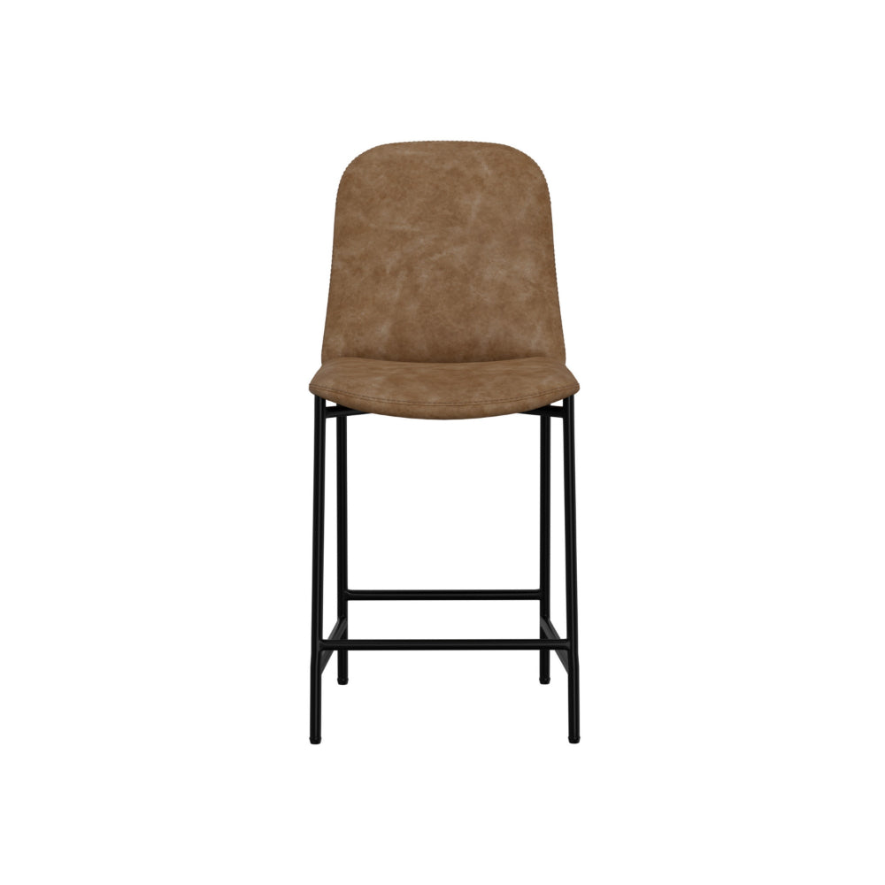 Reeve Counter Height Chair, Water-Resistant Cognac Brown Faux Leather