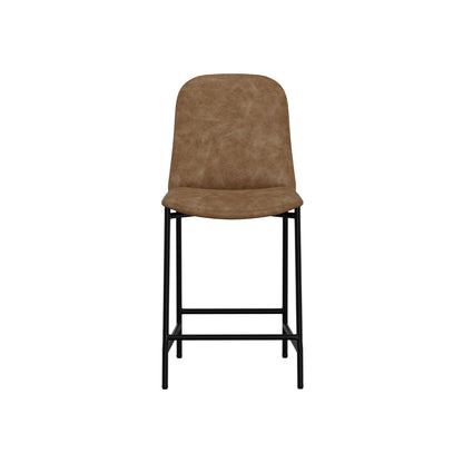 Reeve Counter Height Chair, Water-Resistant Cognac Brown Faux Leather