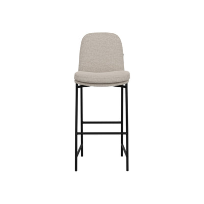 Revee Barstool Chair, Black Iron Frame, Water-Resistant Beige Polyester