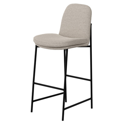 Revee Barstool Chair, Black Iron Frame, Water-Resistant Beige Polyester