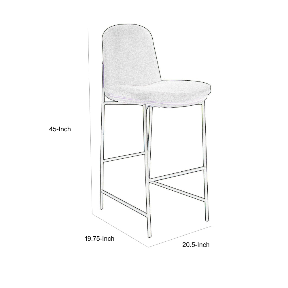 Revee Barstool Chair, Black Iron Frame, Water-Resistant Beige Polyester