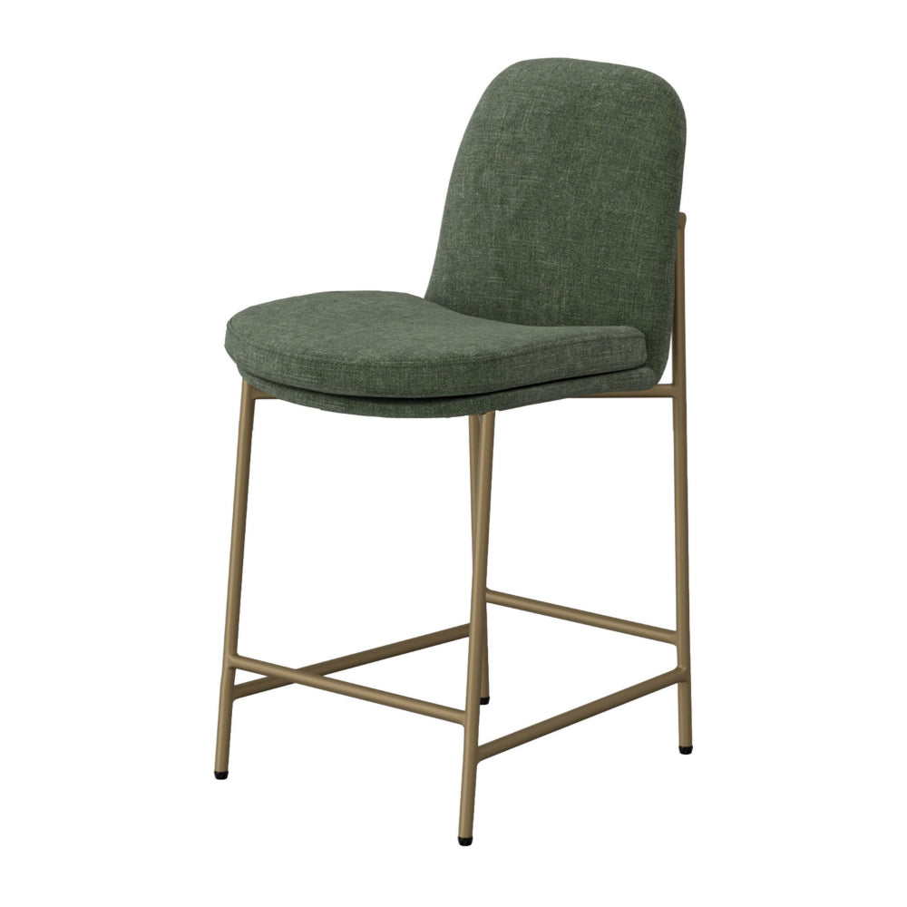 Revee Counter Height Chair, Iron, Water-Resistant Olive Green Polyester