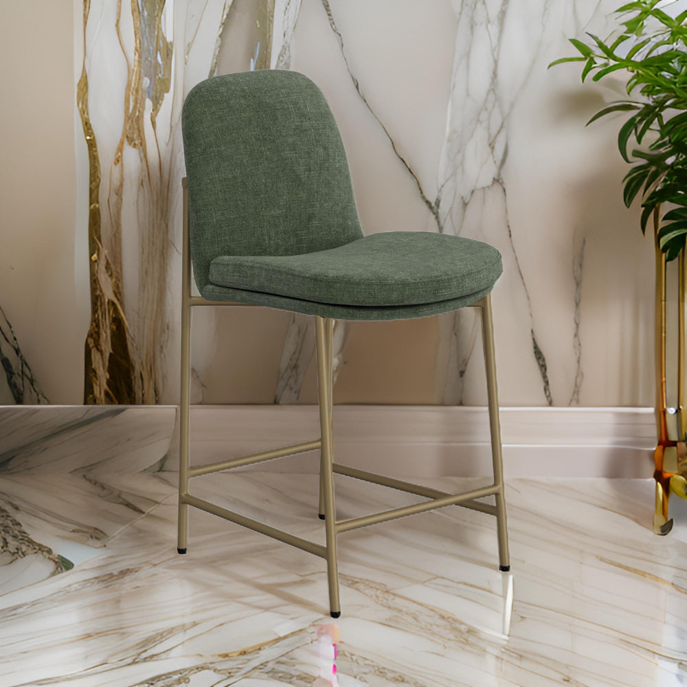 Revee Counter Height Chair, Iron, Water-Resistant Olive Green Polyester