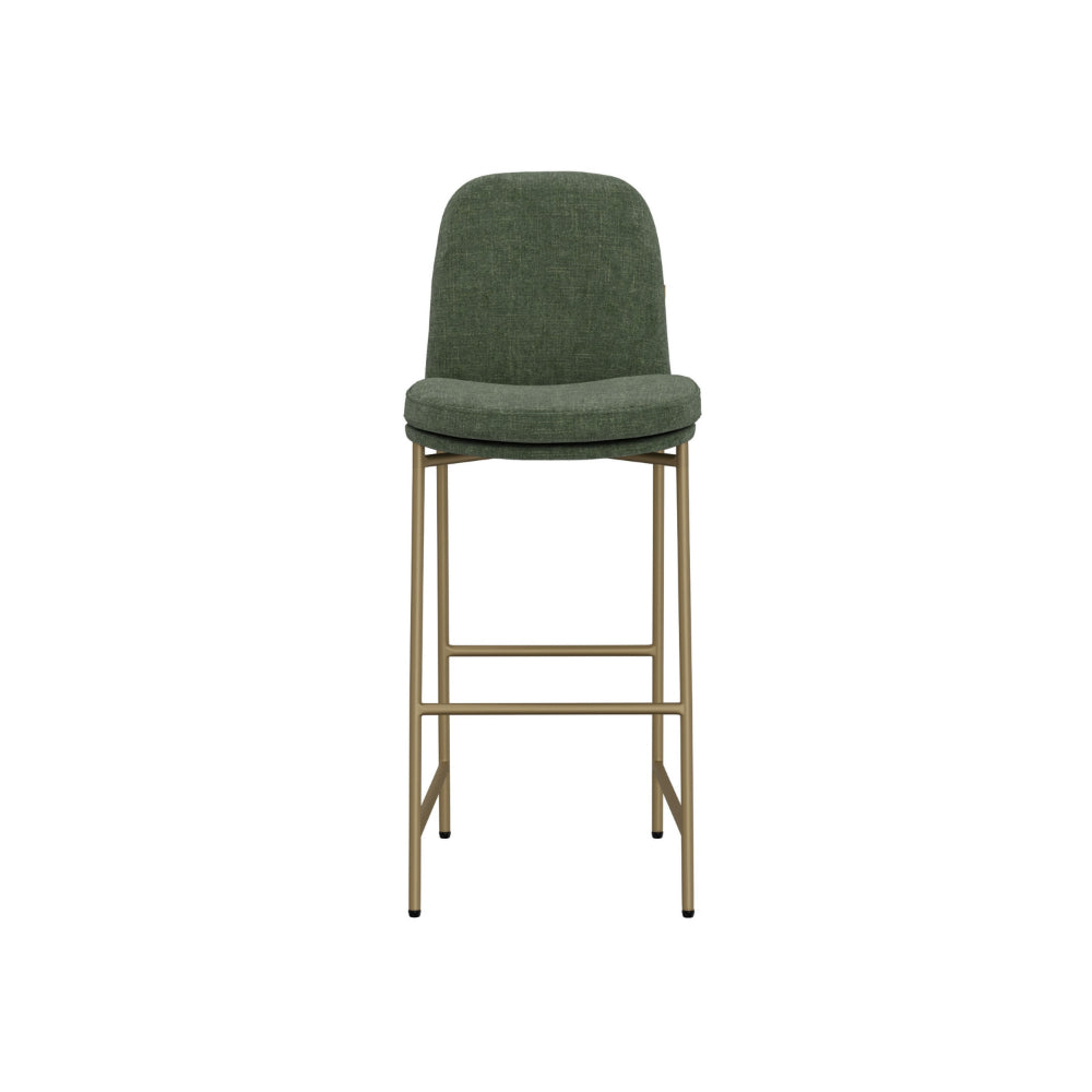 Revee Barstool Chair, Black Iron, Water-Resistant Olive Green Polyester
