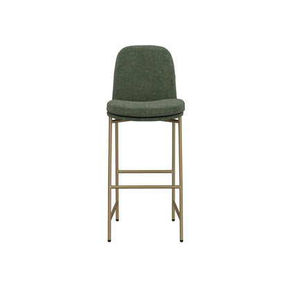 Revee Barstool Chair, Black Iron, Water-Resistant Olive Green Polyester