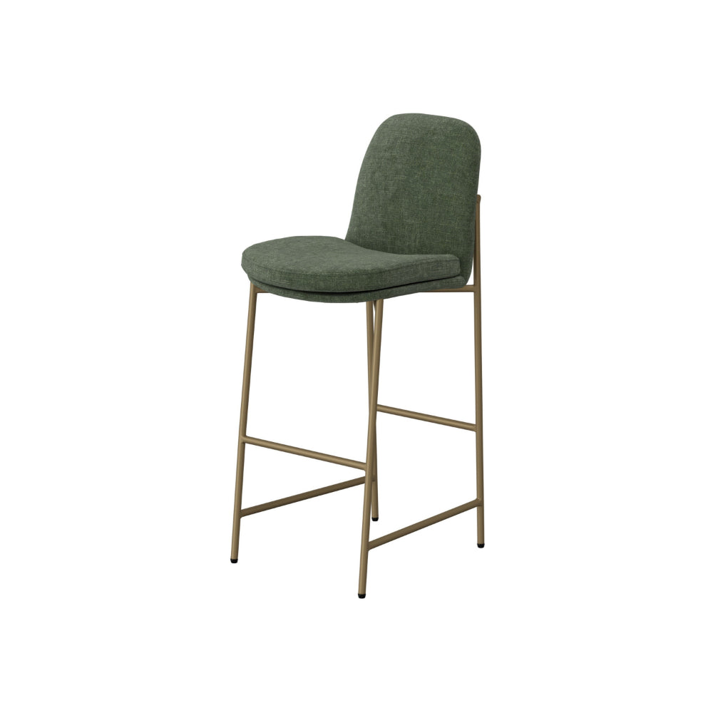 Revee Barstool Chair, Black Iron, Water-Resistant Olive Green Polyester