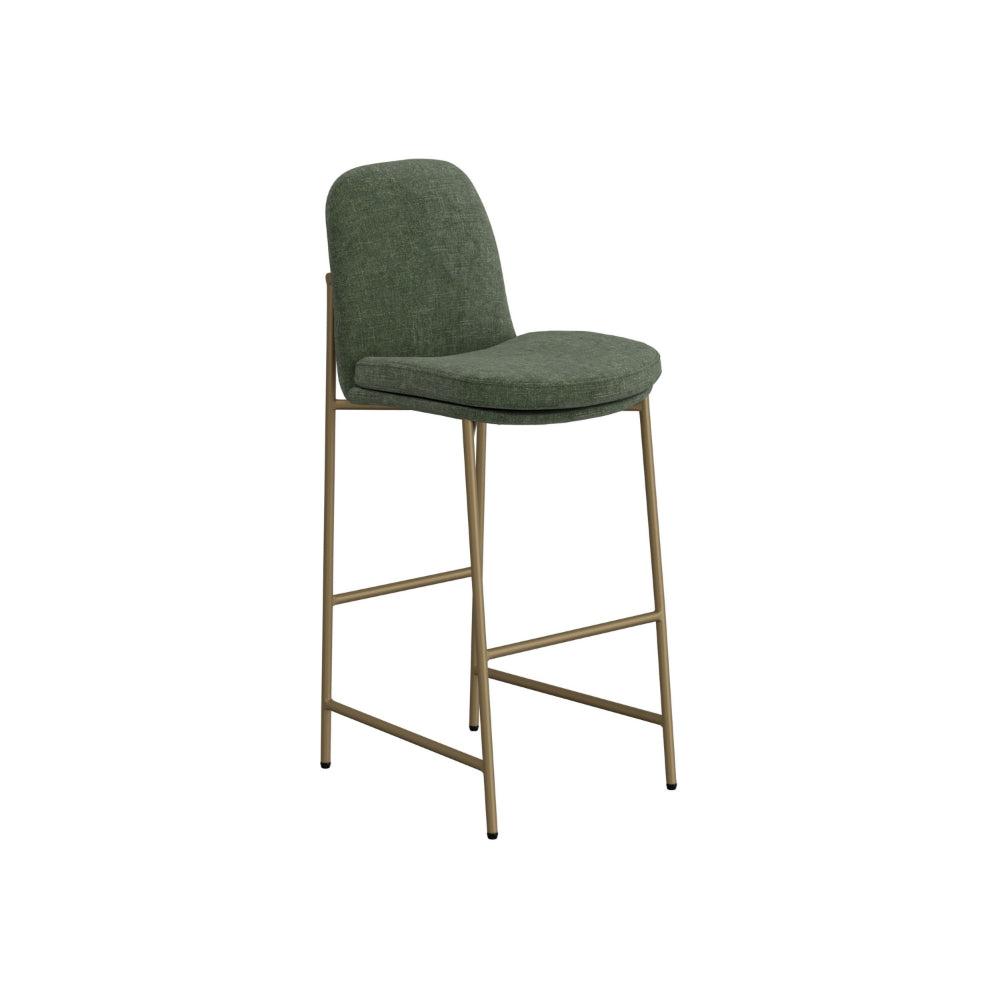 Revee Barstool Chair, Black Iron, Water-Resistant Olive Green Polyester