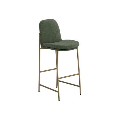 Revee Barstool Chair, Black Iron, Water-Resistant Olive Green Polyester